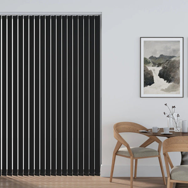 Vertical Blinds Blackout Black Rita Made To Measure Complete Kit 89mm Rail Slats
